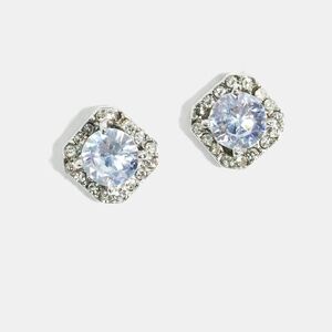 3/8 White Rhinestone Stud Earrings BNIB